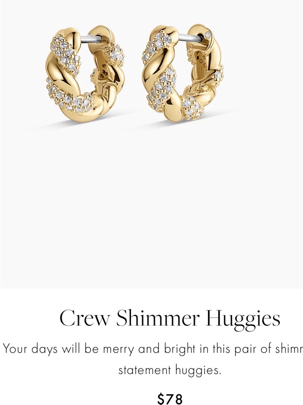 Gorjana Twisted Pavé Huggie Hoops - Gold